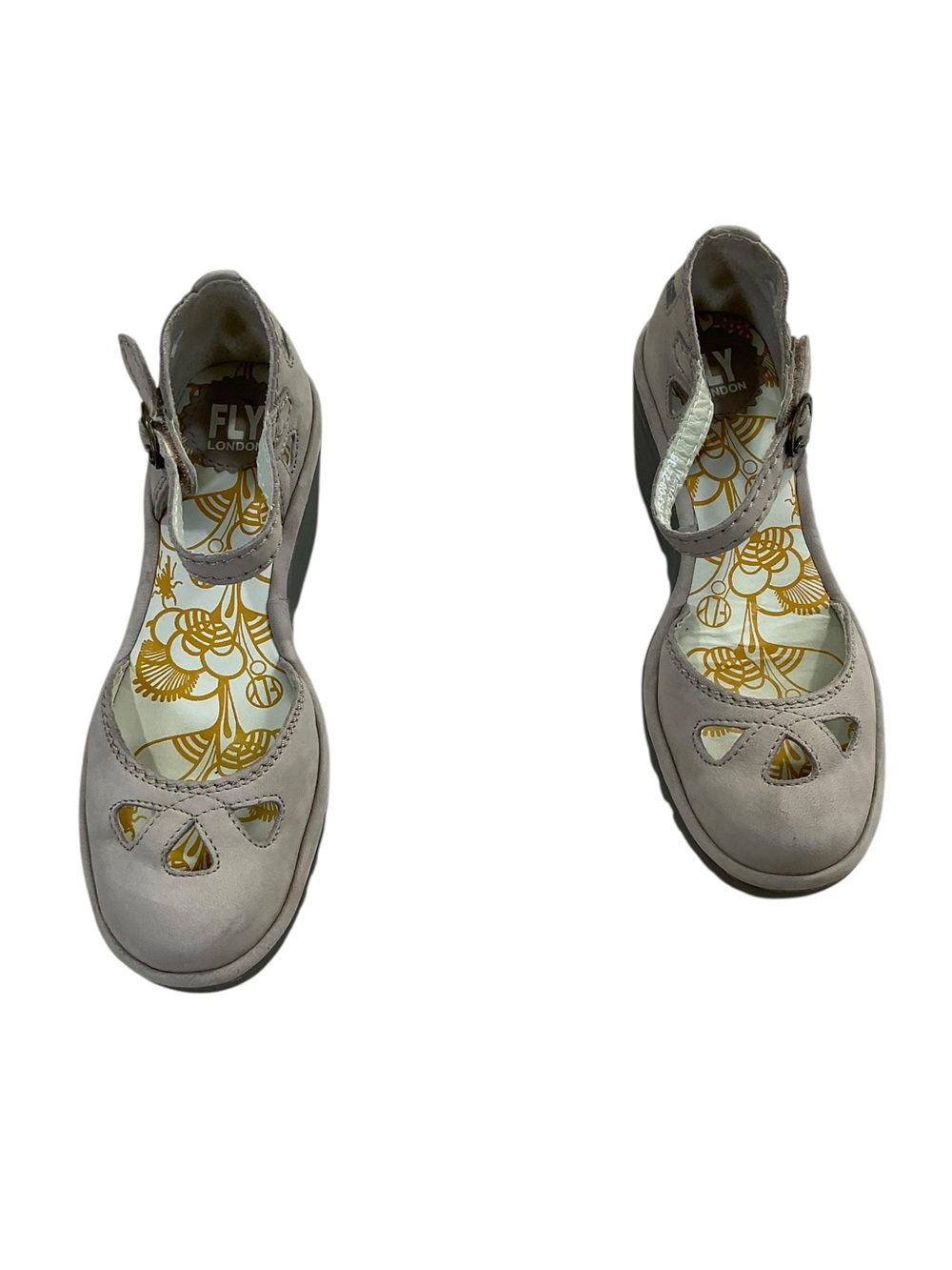 Fly London Yala Taupe Nubuck Leather Mary Jane Wedge Shoes 38 - Picture 7 of 11